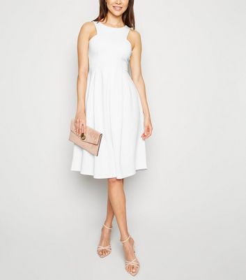 White Scuba Midi Prom Dress | New Look
